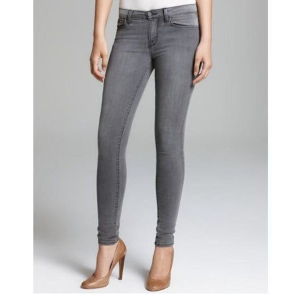 J BRAND Mid Rise Super Skinny Jeans in Gray - 25 - Picture 1 of 9